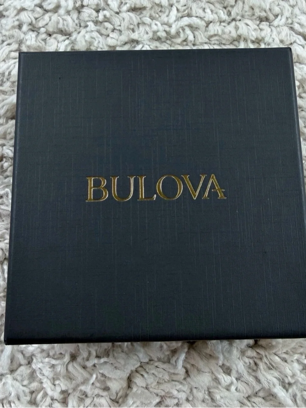 Bulova Silver Bracelet with Rose Gold Accents and Black Carbon Fiber Inlay